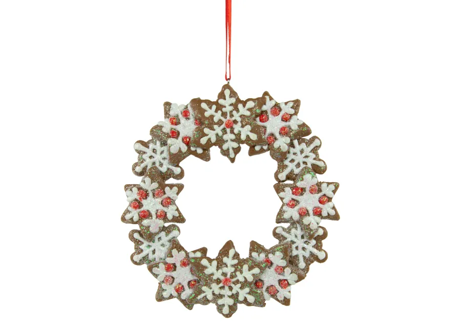 4.5" Gingerbread Snowflake Wreath Christmas Ornament