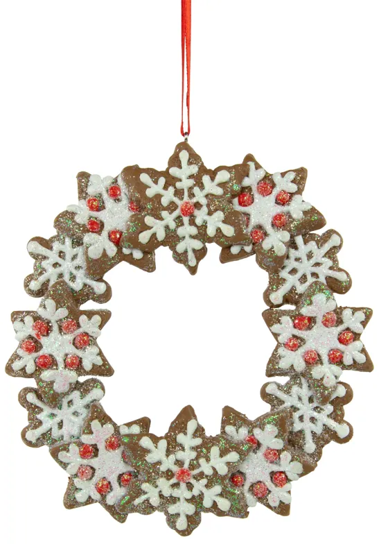 4.5" Gingerbread Snowflake Wreath Christmas Ornament