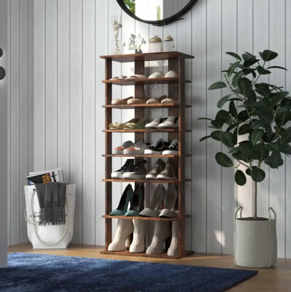 Hivvago Patented 7 Tiers Vertical Shoe Rack for Front Door