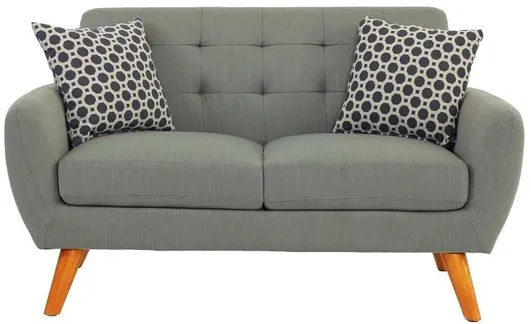 Grey Polyfiber Sofa And Loveseat 2pc Sofa Set Living Room Furniture Plywood Tufted Couch Pillows