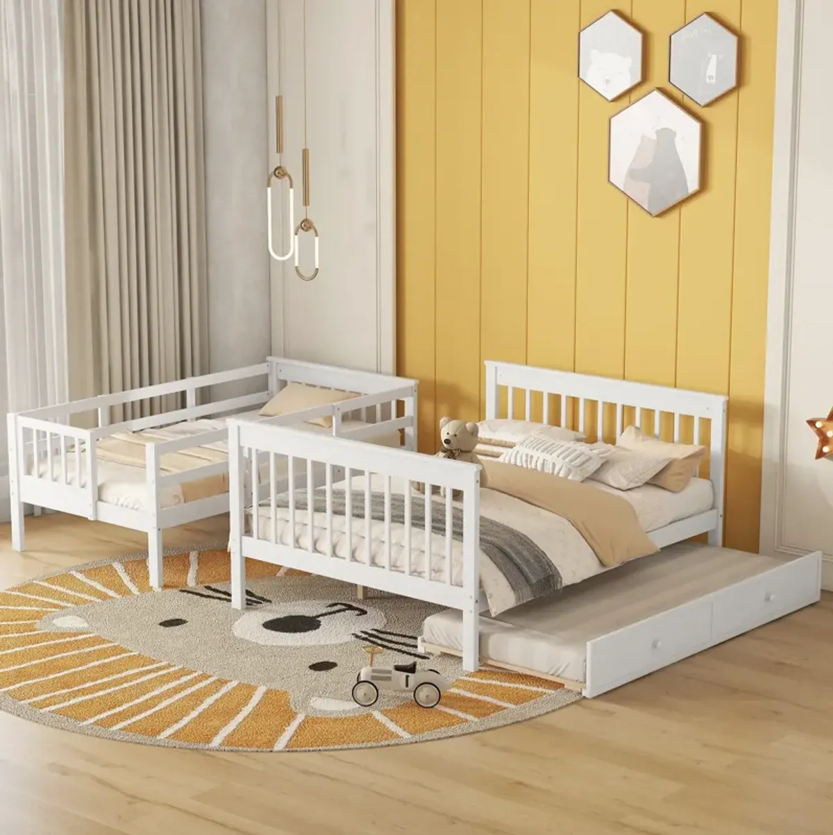 Merax Bunk Bed with Trundle and Guard Rail