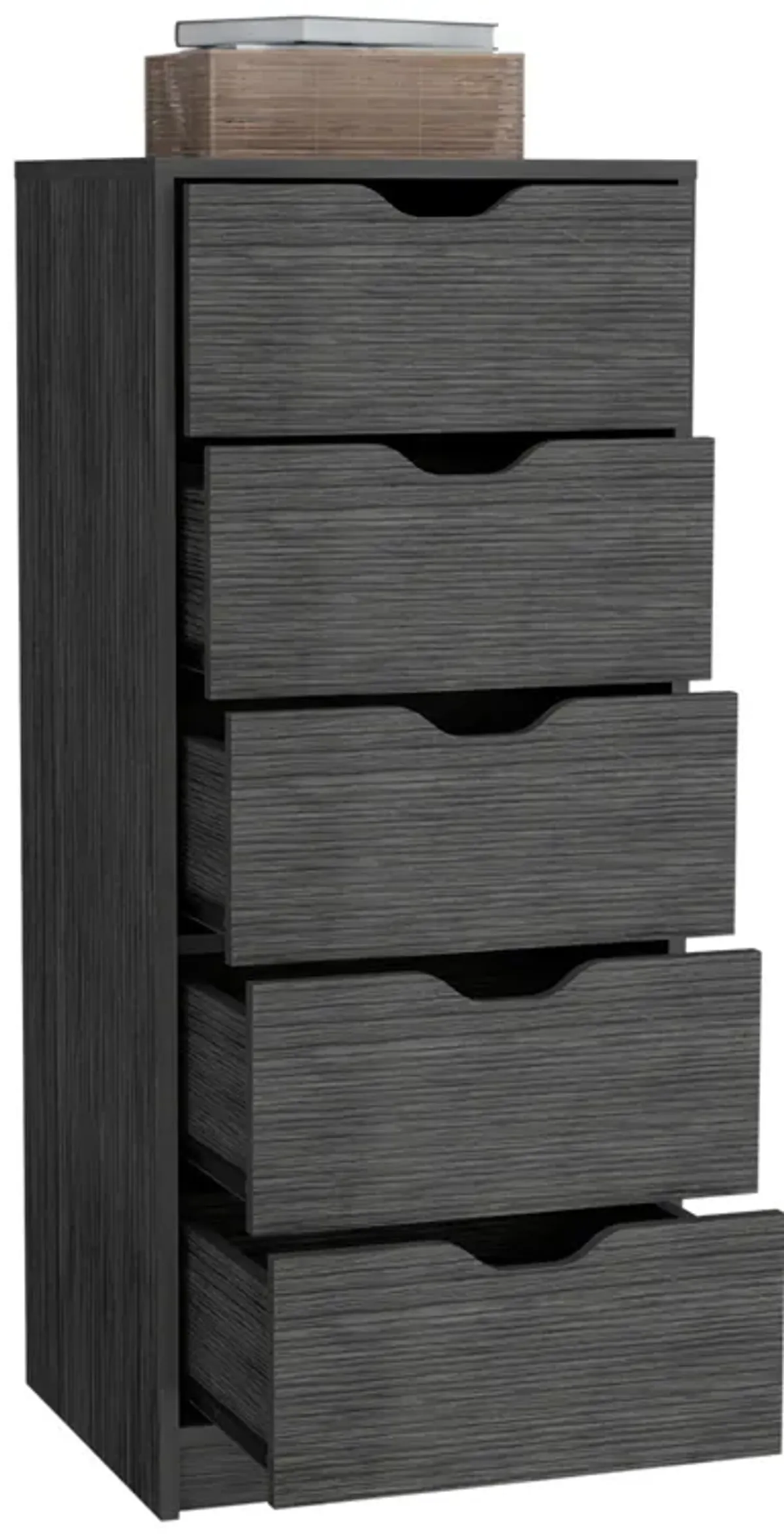 Basilea 5 Drawers Tall Dresser, Pull Out System -Smokey Oak