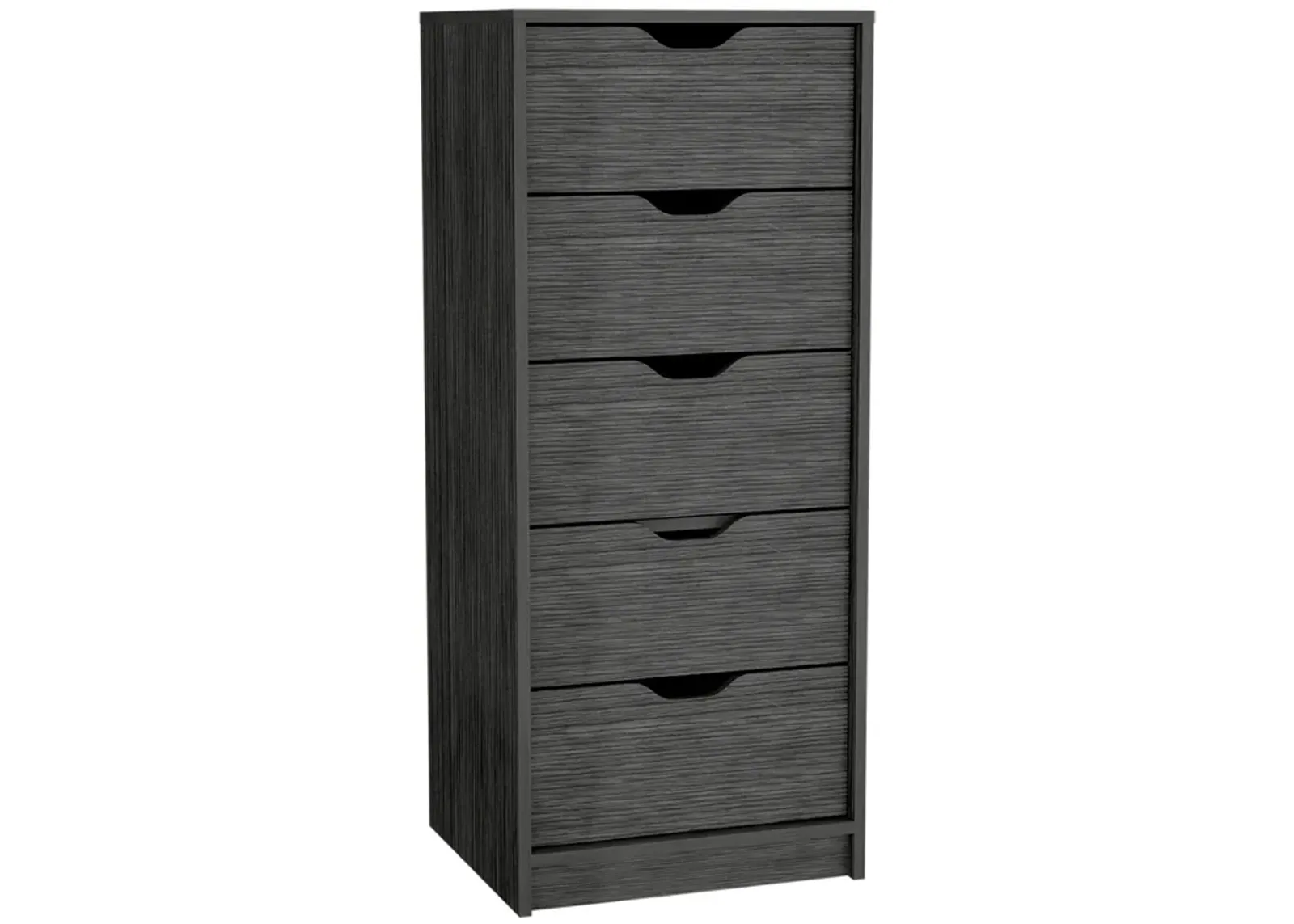 Basilea 5 Drawers Tall Dresser, Pull Out System -Smokey Oak