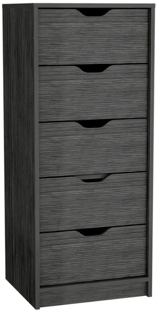 Basilea 5 Drawers Tall Dresser, Pull Out System -Smokey Oak