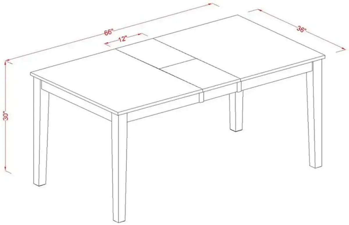 Nicoli Rectangular Dining Table 36"x66" with 12" Butterfly Leaf