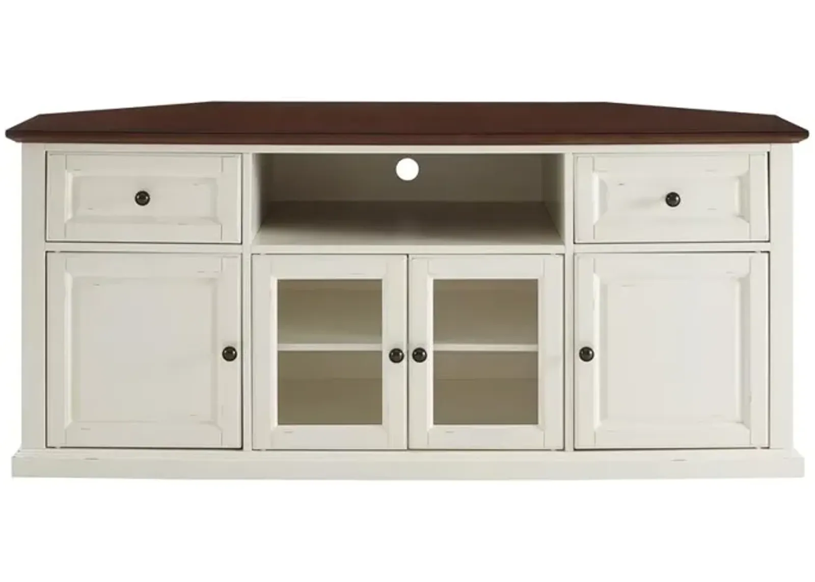 60" Corner Tv Stand Distressed White