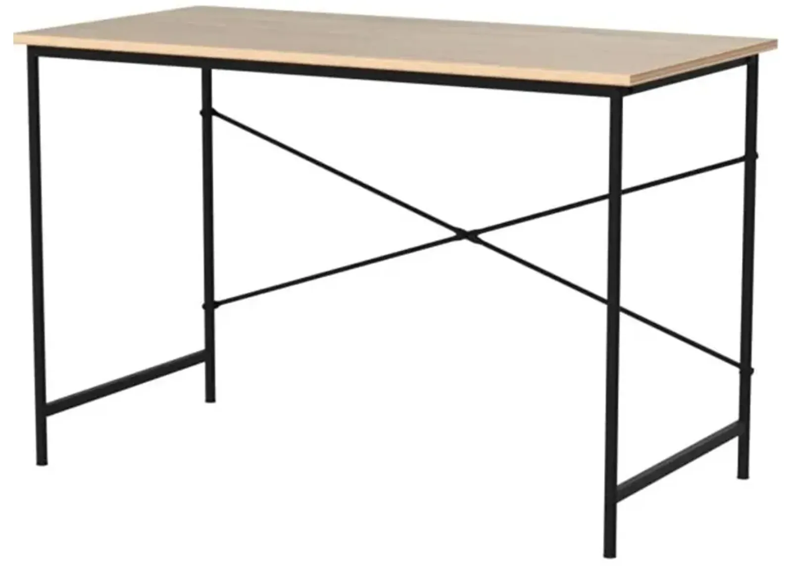 Hivvago Modern Home Office Computer Desk Table with Black Metal Frame Wood Top in Oak