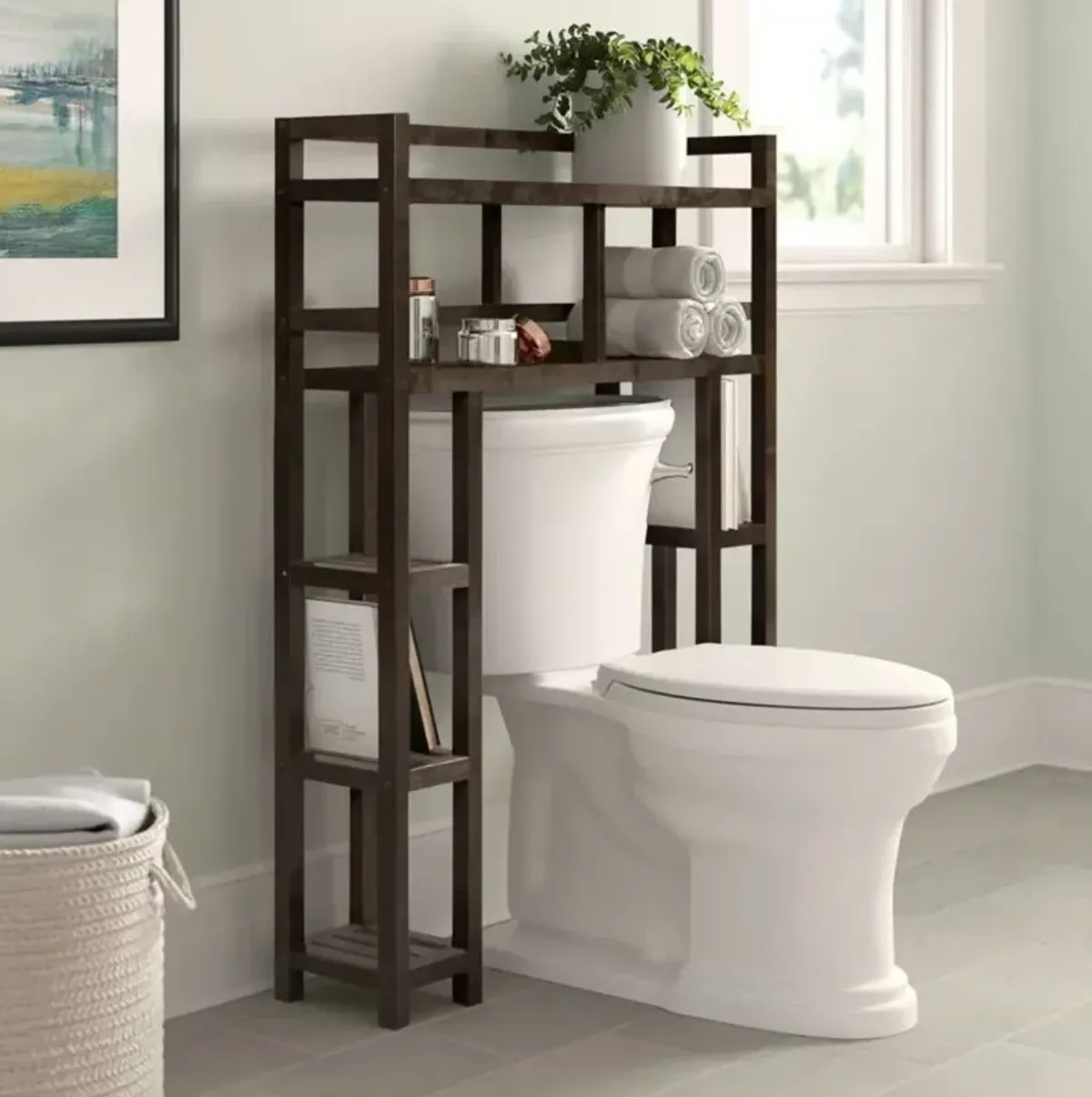 Hivvago Solid Wood Over the Toilet Bathroom Storage Unit