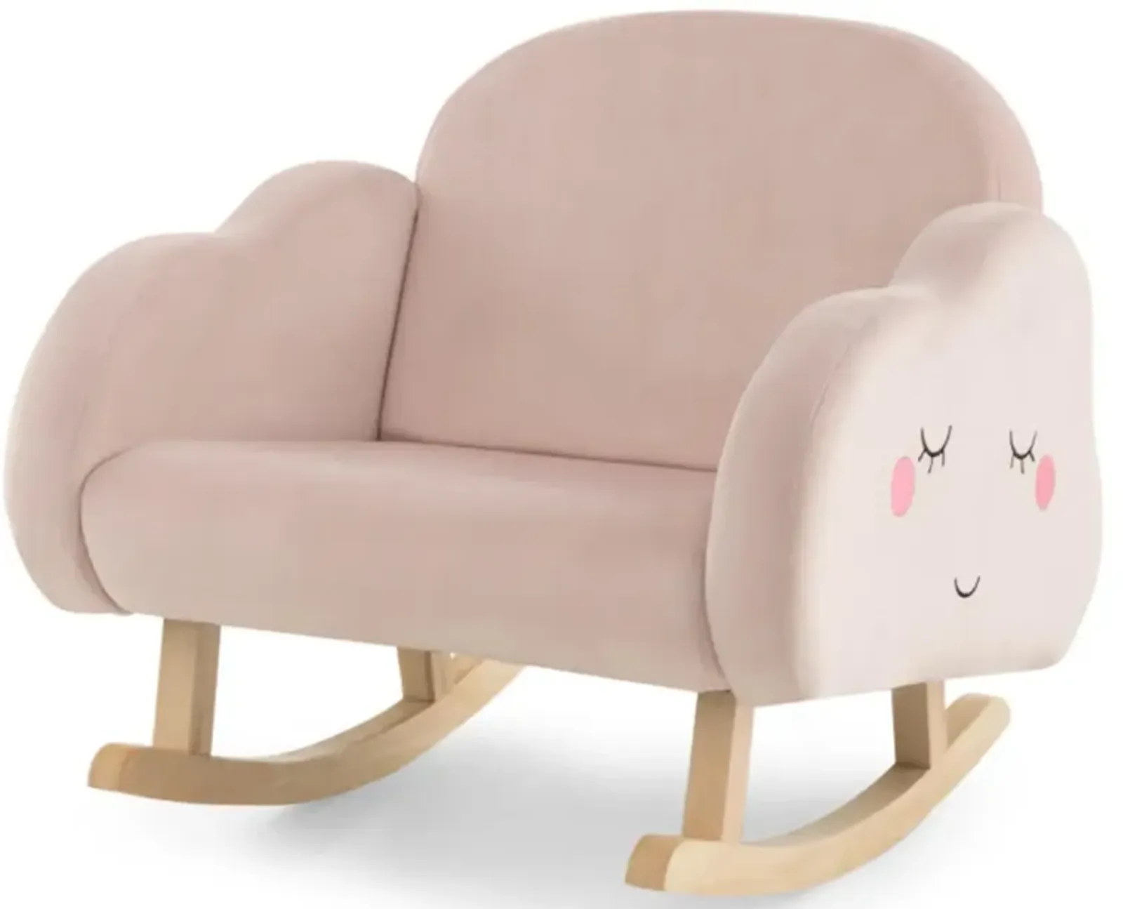 Hivvago Upholstered Toddler Rocker with Solid Wood Legs and Non-slip Foot Pads