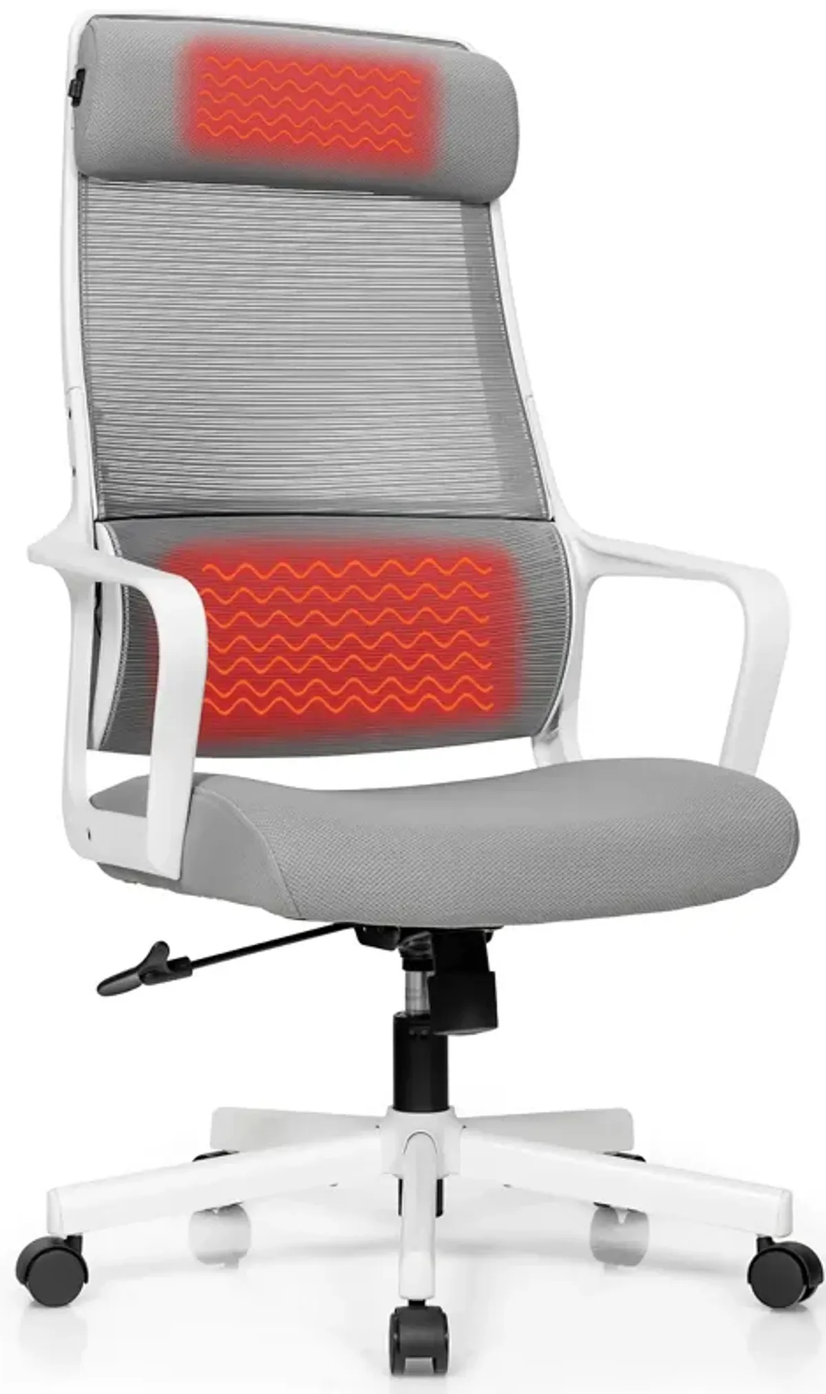 Costway Adjustable Mesh Office Task Chair Heating Lumbar Support Headrest Black