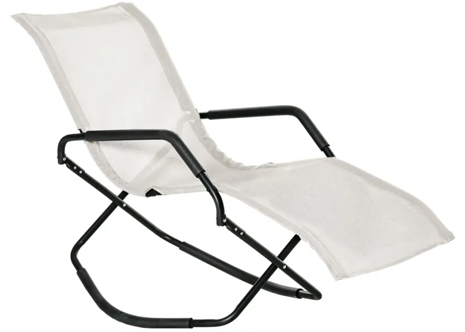 Cream Patio Recliner: Zero Gravity Rocking Sun Lounger