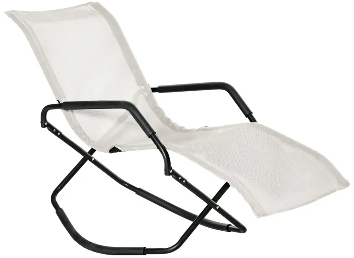 Cream Patio Recliner: Zero Gravity Rocking Sun Lounger