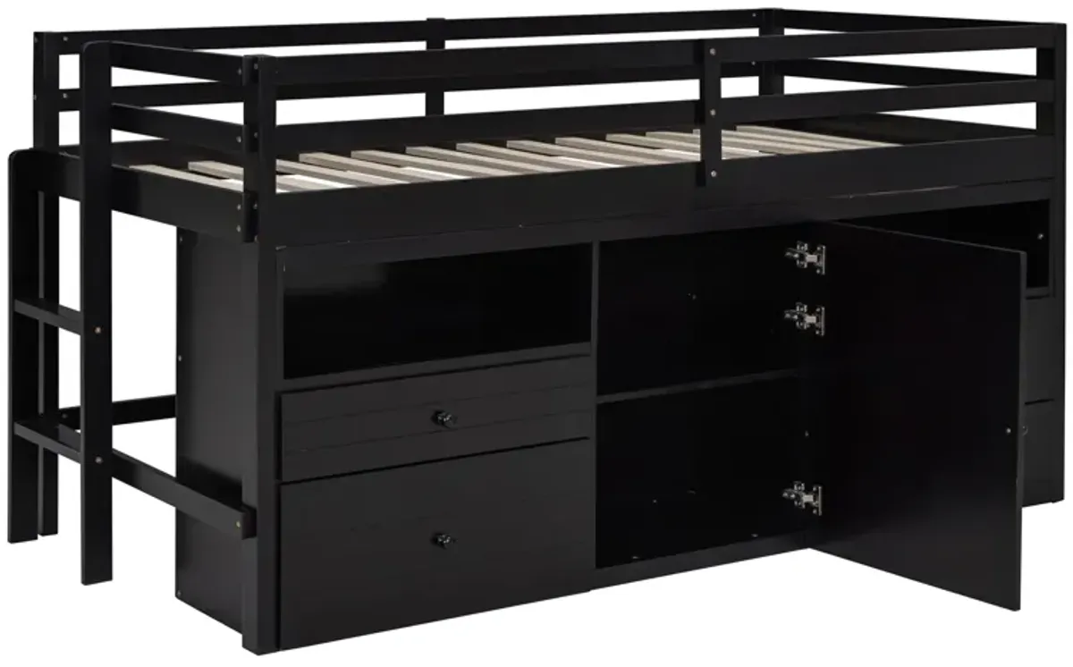 Merax Loft Bed with 4 Drawers