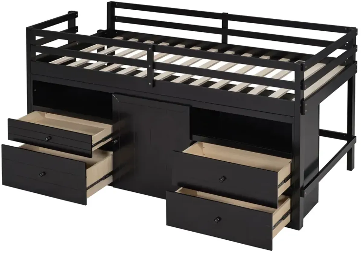 Merax Loft Bed with 4 Drawers