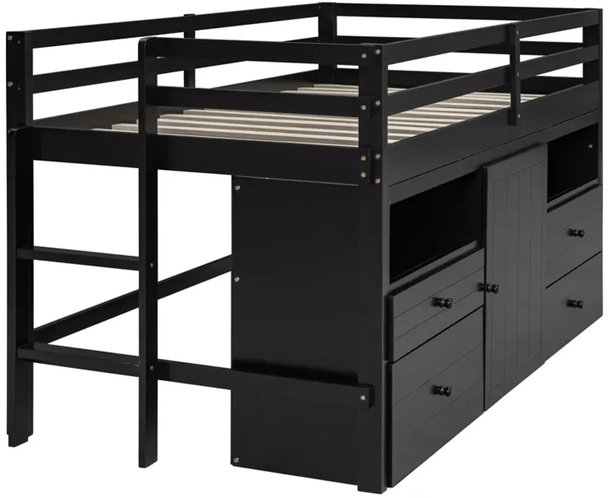 Merax Loft Bed with 4 Drawers