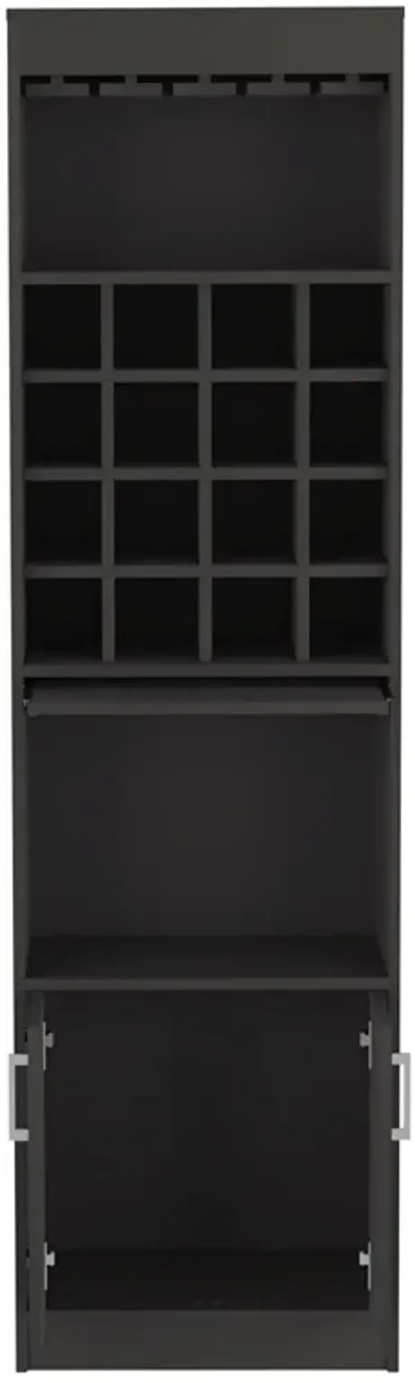 DEPOT E-SHOP Athens Kava Bar Cabinet, 16 Built-in Wine Rack, Two Door Cabinet, Two Shelves, Black