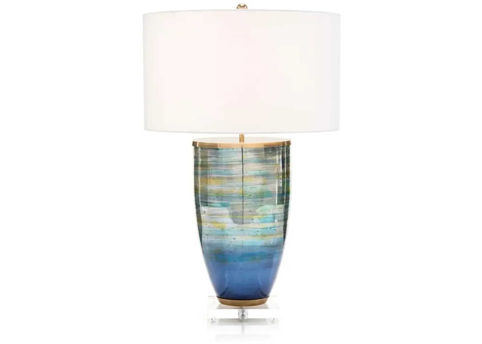 Blue Striated Glass Table Lamp