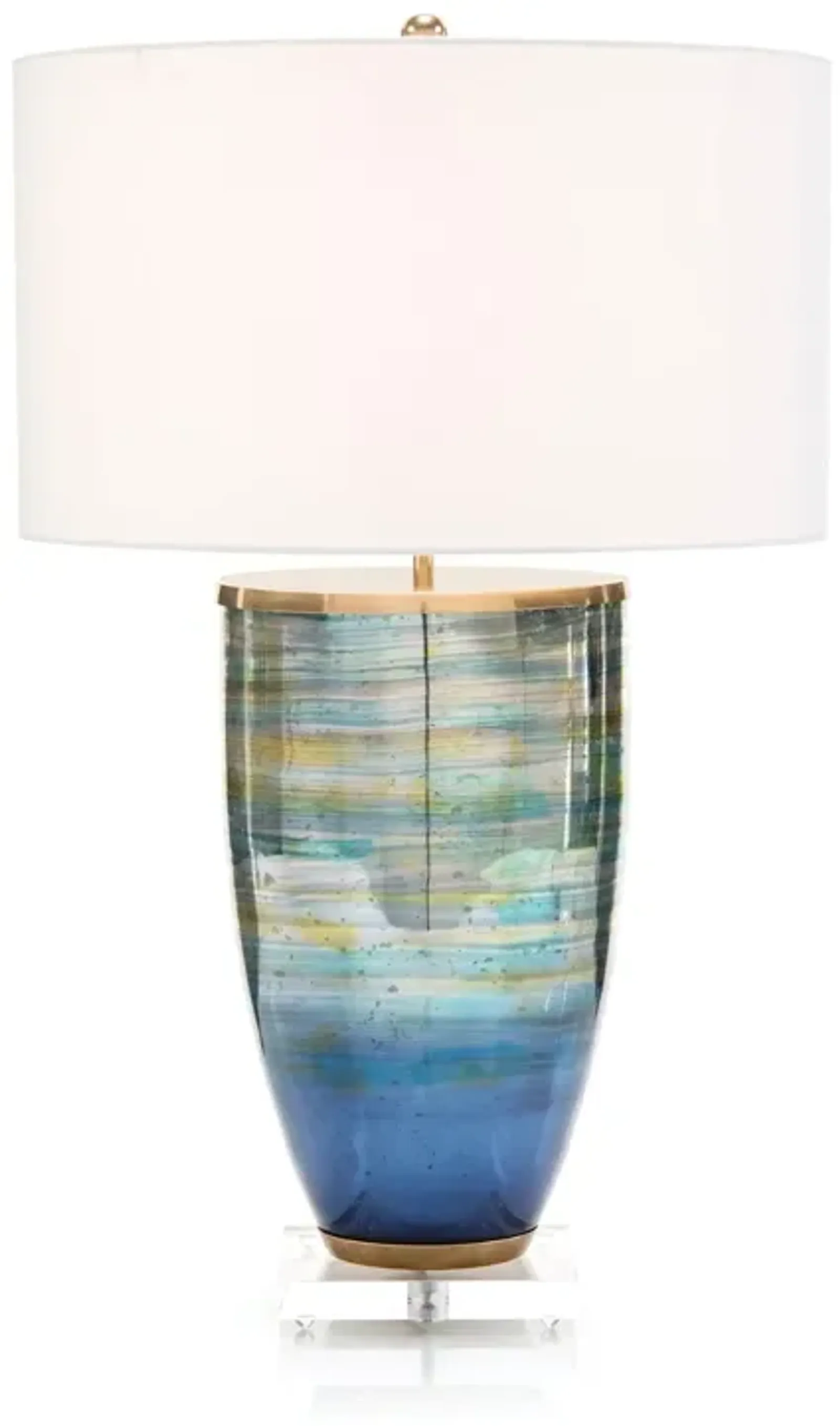 Blue Striated Glass Table Lamp