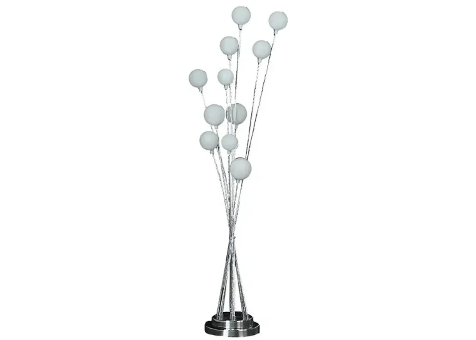 46" In 11-Light Acrylic Globe Aluminun LED Chrysanthe Silver Chrome Metal Floor Lamp