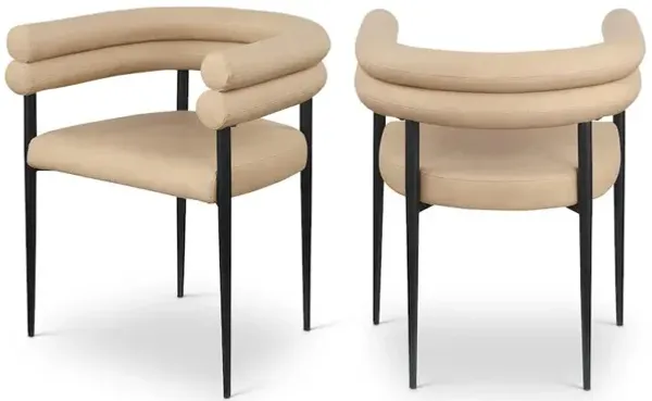 Meridian Furniture Lavina Tan Vegan Leather Dining Chair, Set of 2