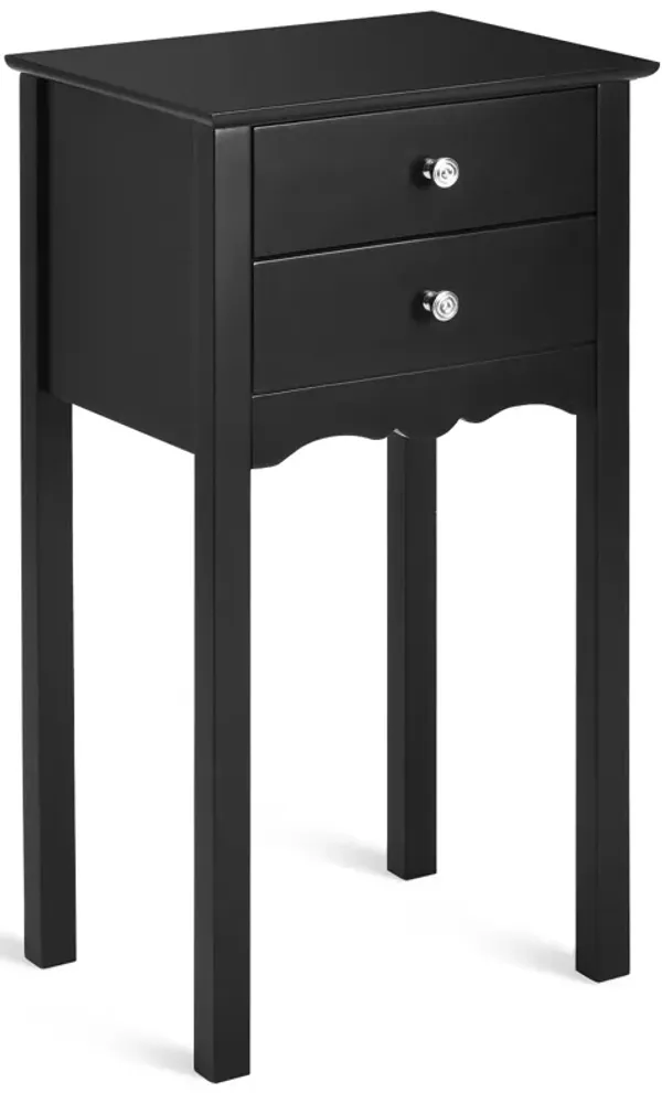 Practical Sturdy Vintage Side End Table with 2 Storage Drawers
