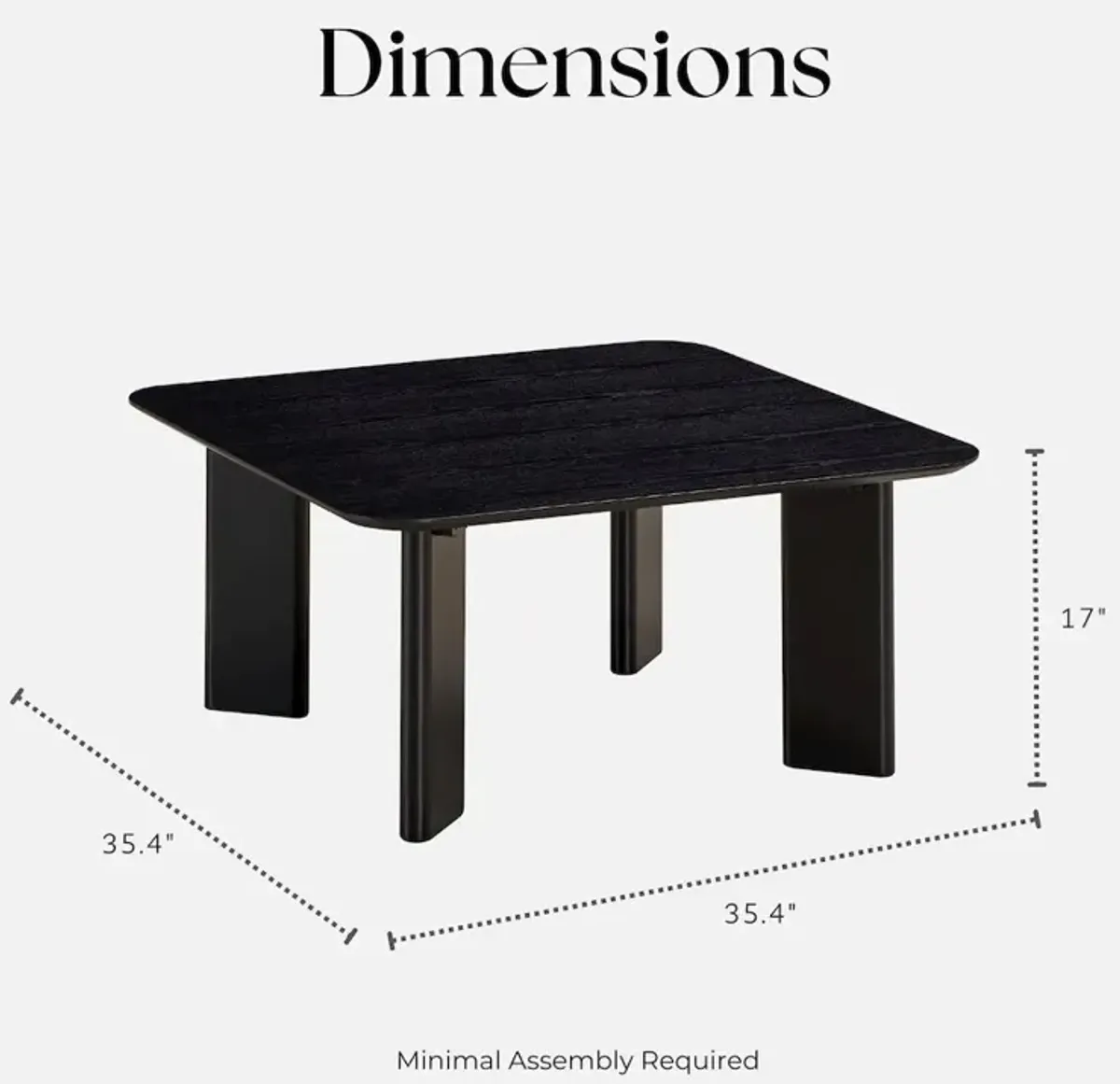 Omax Decor Joss Square Shape Modern Wood Coffee Table in Black Ash