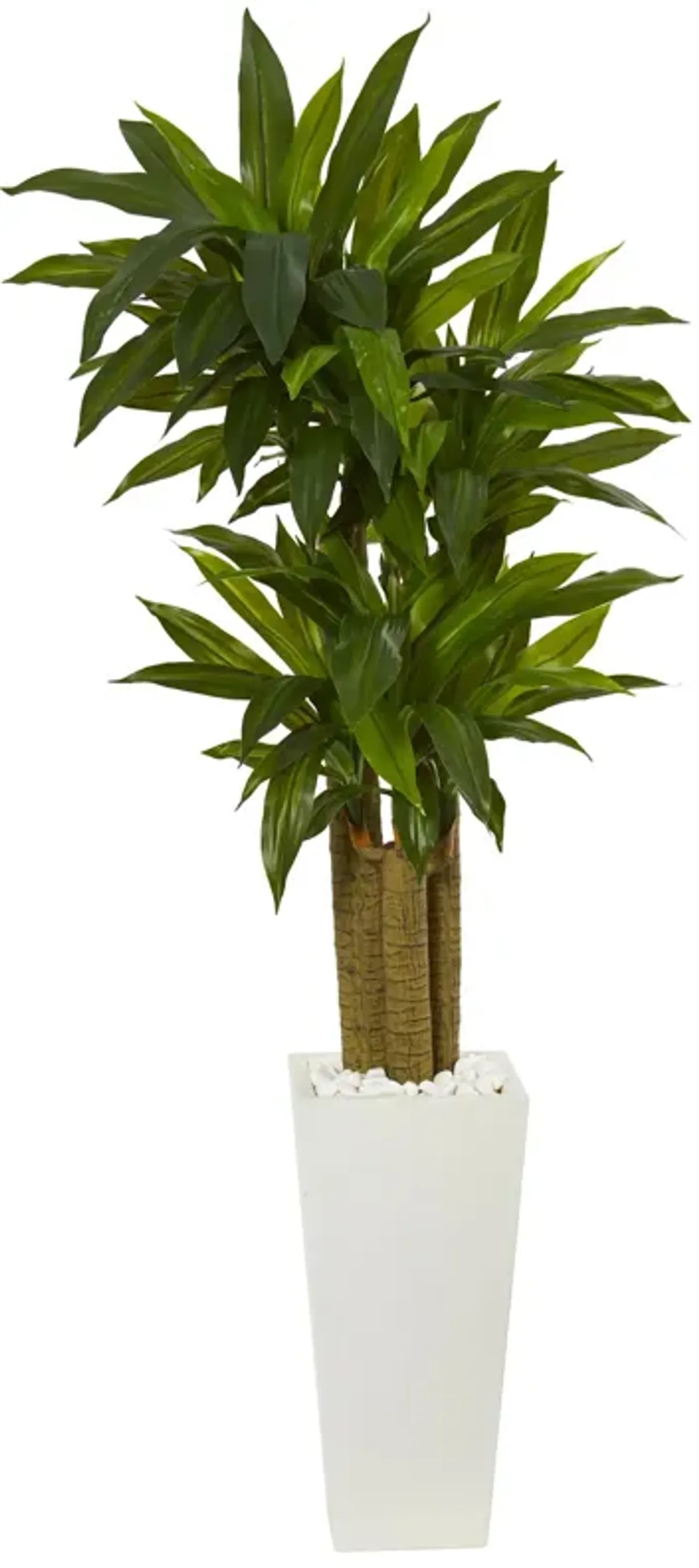 Hivvago 5' Cornstalk Dracaena Artificial Plant in White Tower Planter