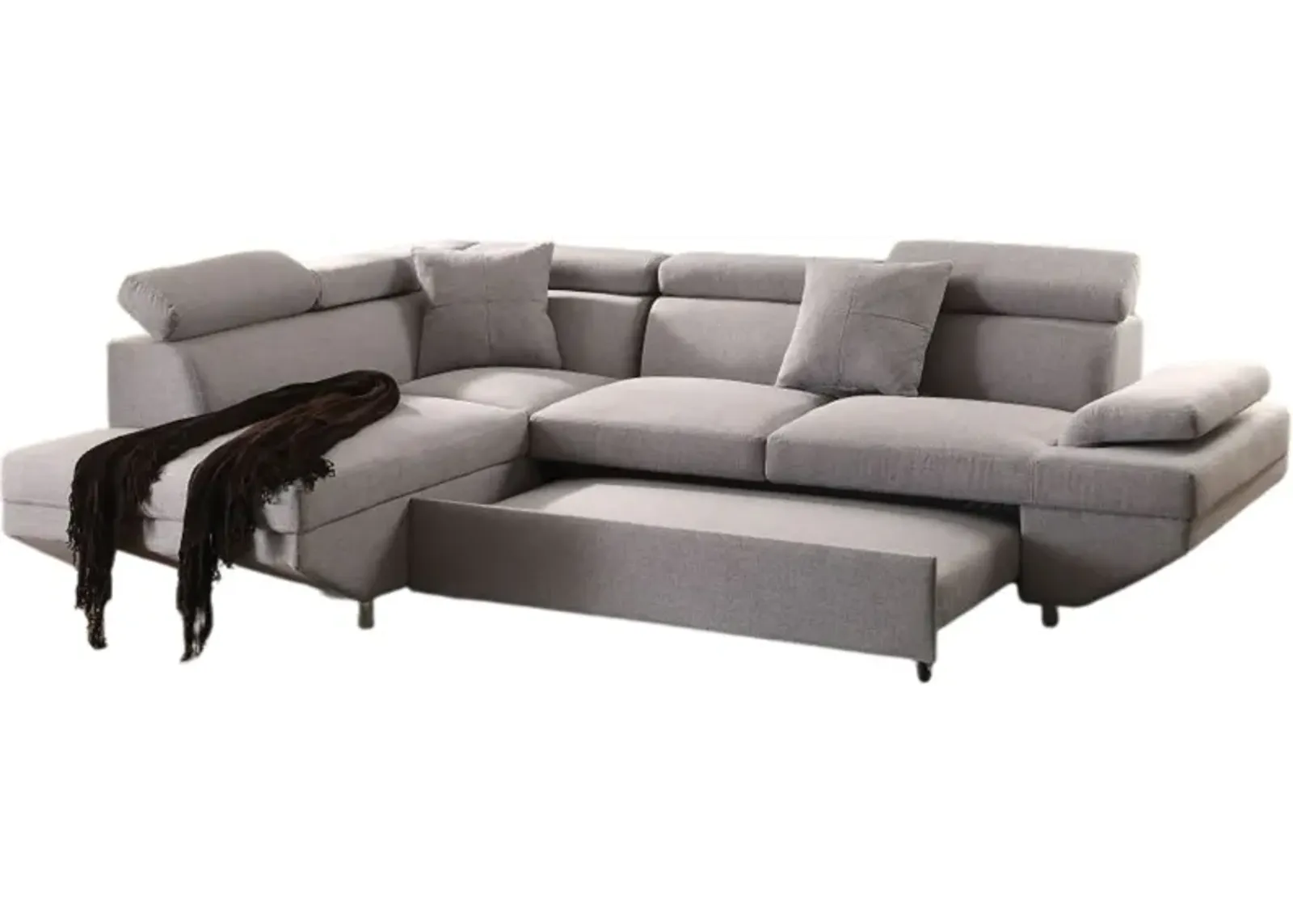 Sectional Sofa with Sleeper in Gray Fabric - Comfortable and Stylish Furniture