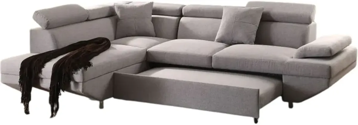 Sectional Sofa with Sleeper in Gray Fabric - Comfortable and Stylish Furniture