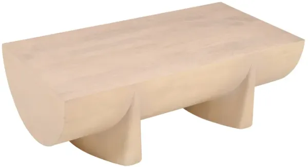 Wilhelm Coffee Table | 48" Curved Rectangular | Whitewash Mango Wood