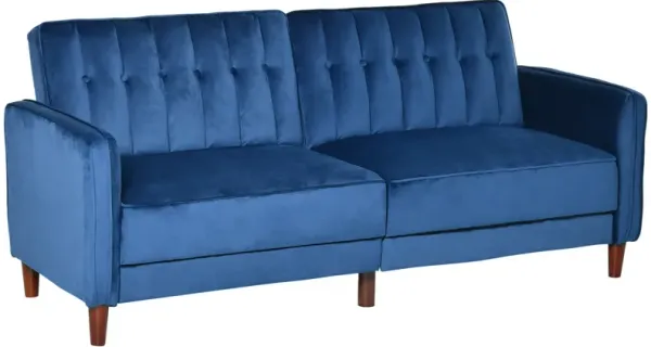 Blue Convertible Lounger: Sofa Sleeper Chair with Split Back Design