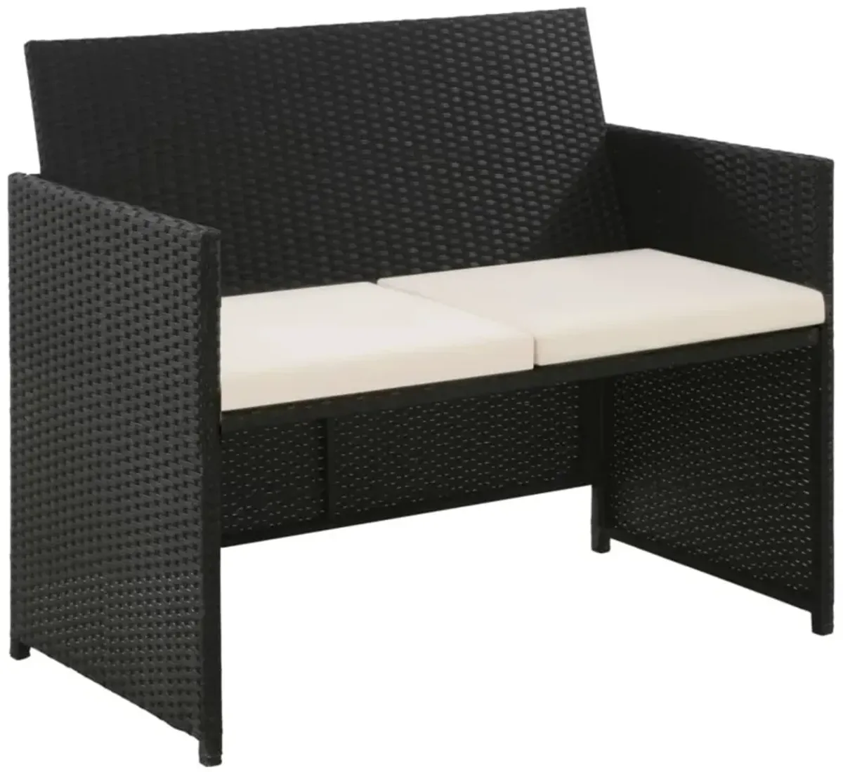 vidaXL 4 Piece Garden Lounge with Cushions Set Poly Rattan Black