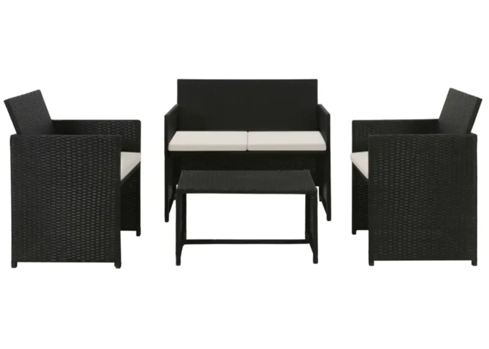 vidaXL 4 Piece Garden Lounge with Cushions Set Poly Rattan Black