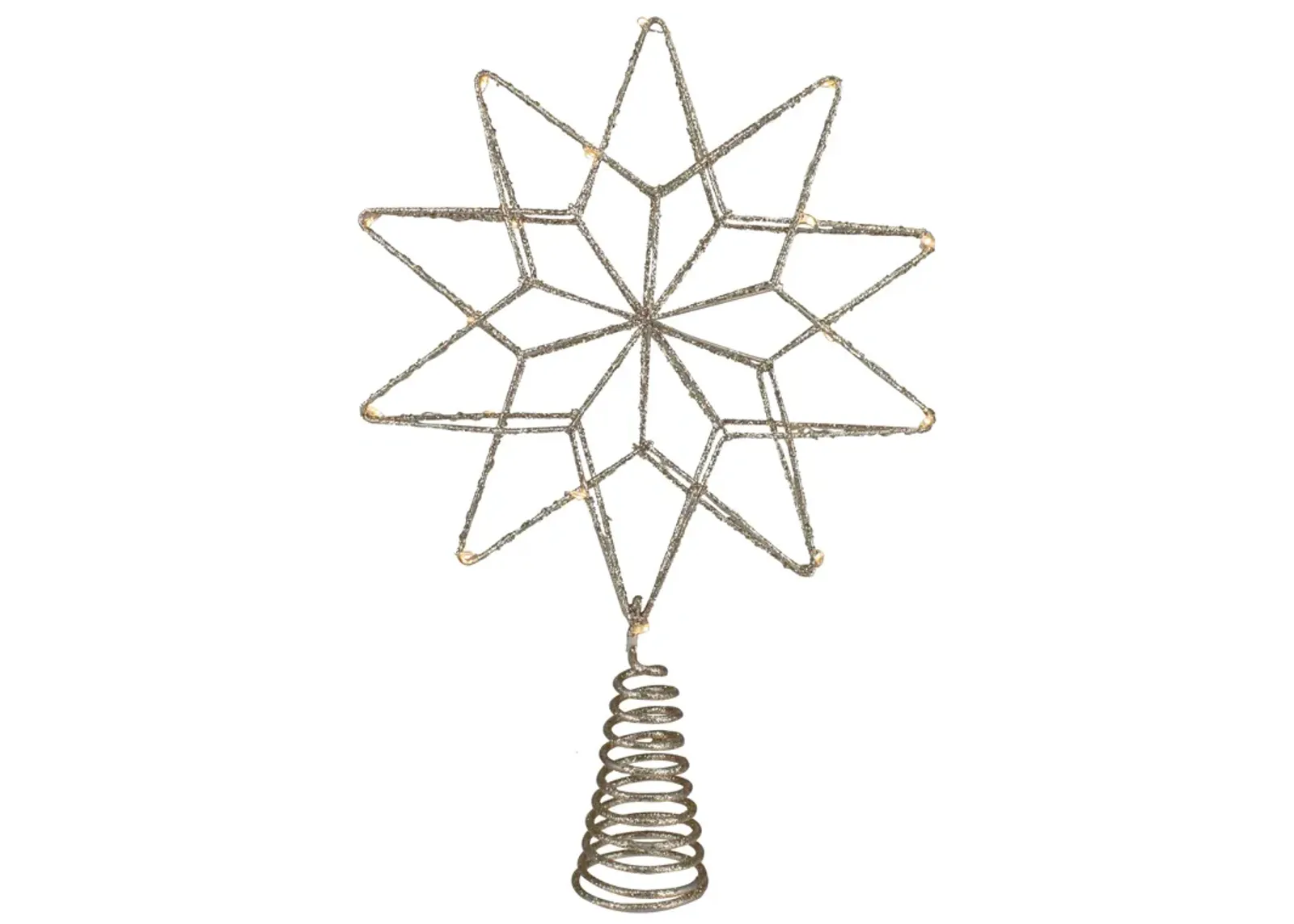 12" LED Lighted B/O Gold Glittered Geometric Star Christmas Tree Topper - Warm White Lights