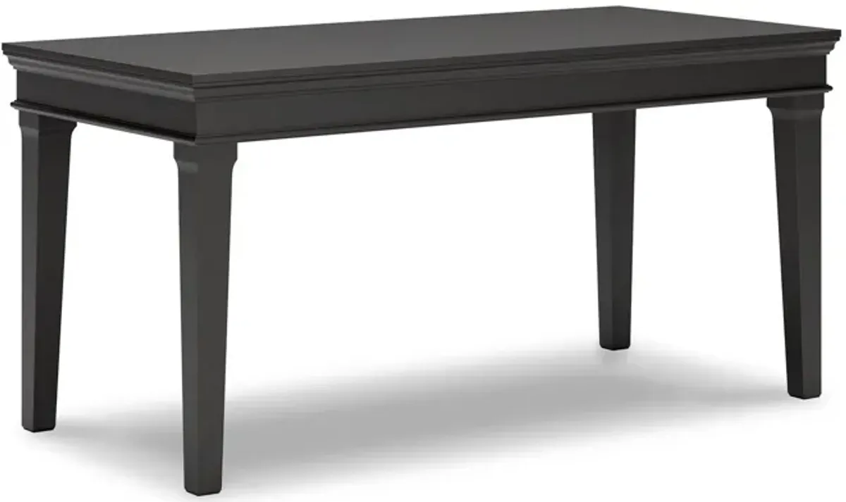 63 Inch Home Office Desk, Rectangular Tabletop, Vintage Black Finish - Benzara