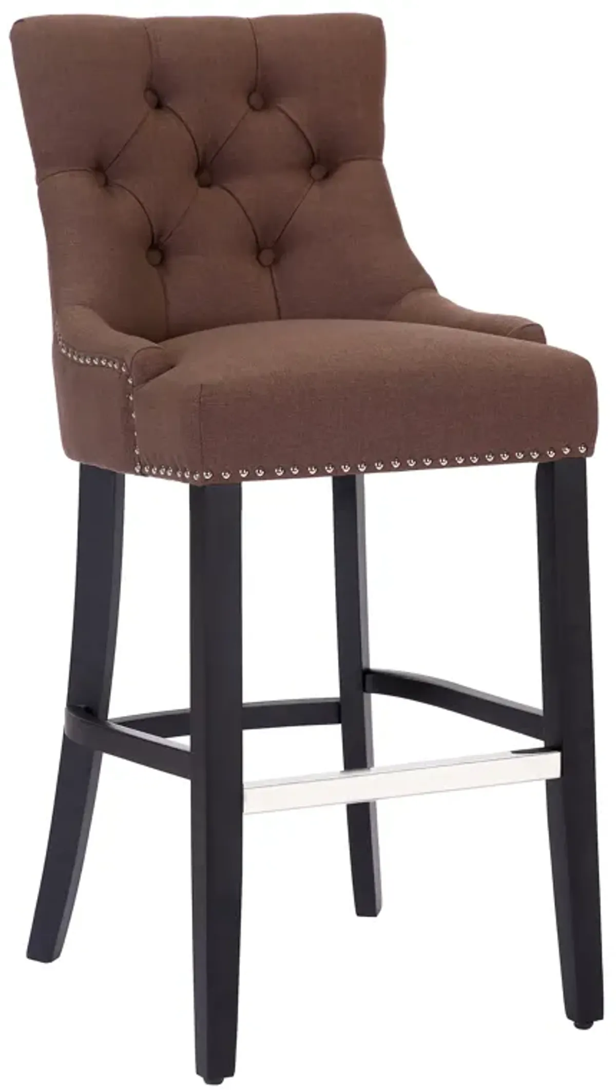 WestinTrends 29" Linen Fabric Tufted Upholstered Bar Stool, Black