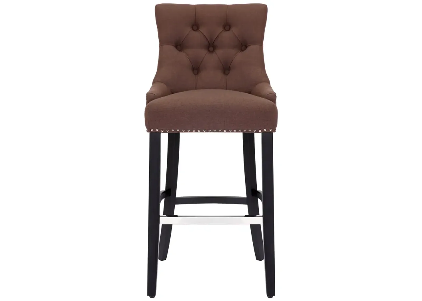 WestinTrends 29" Linen Fabric Tufted Upholstered Bar Stool, Black