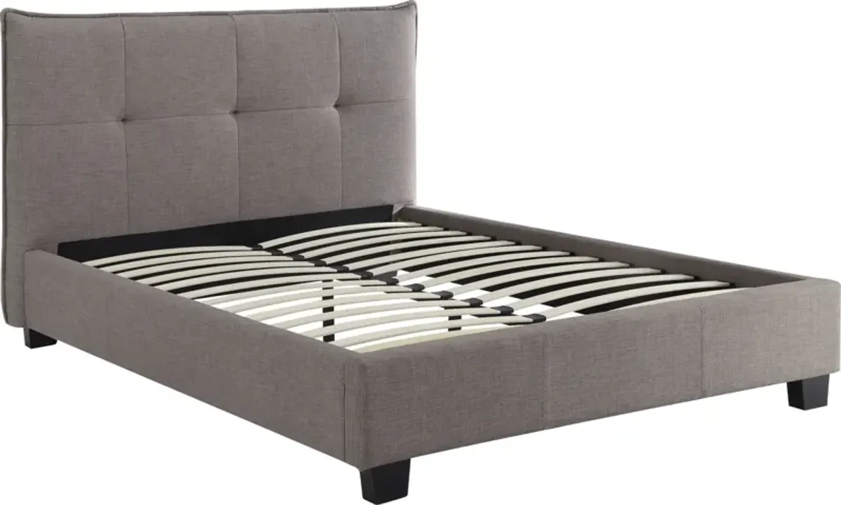 Adona King-Size Upholstered Platform Bed in Dolphin Linen