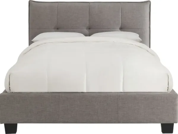 Adona King-Size Upholstered Platform Bed in Dolphin Linen