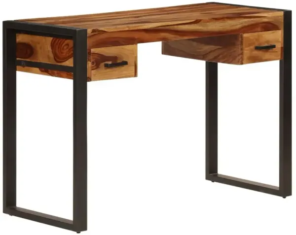 Desk Brown Solid Sheesham wood, Powder-coated steel Medium Desk