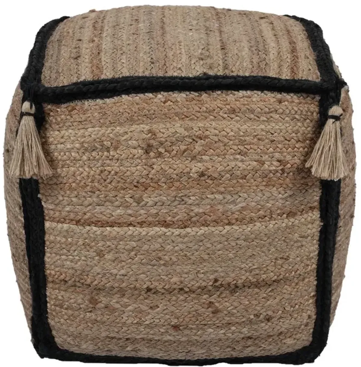 Belen Kox Natural Jute Braided Tassel Pouf, Belen Kox