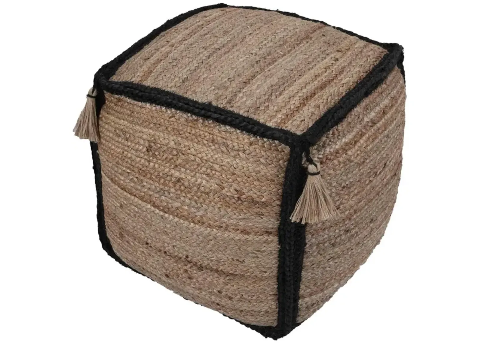 Belen Kox Natural Jute Braided Tassel Pouf, Belen Kox