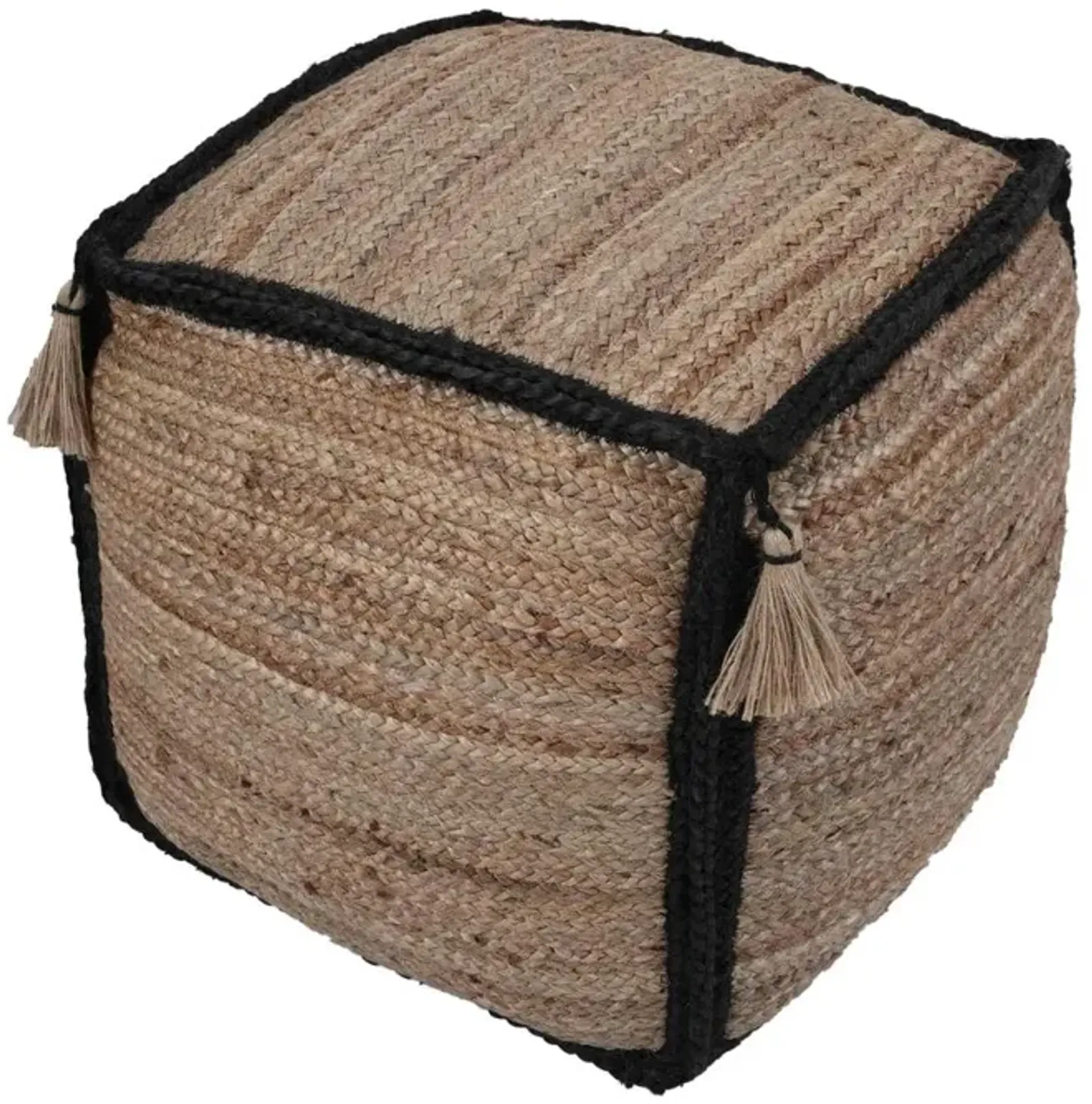 Belen Kox Natural Jute Braided Tassel Pouf, Belen Kox