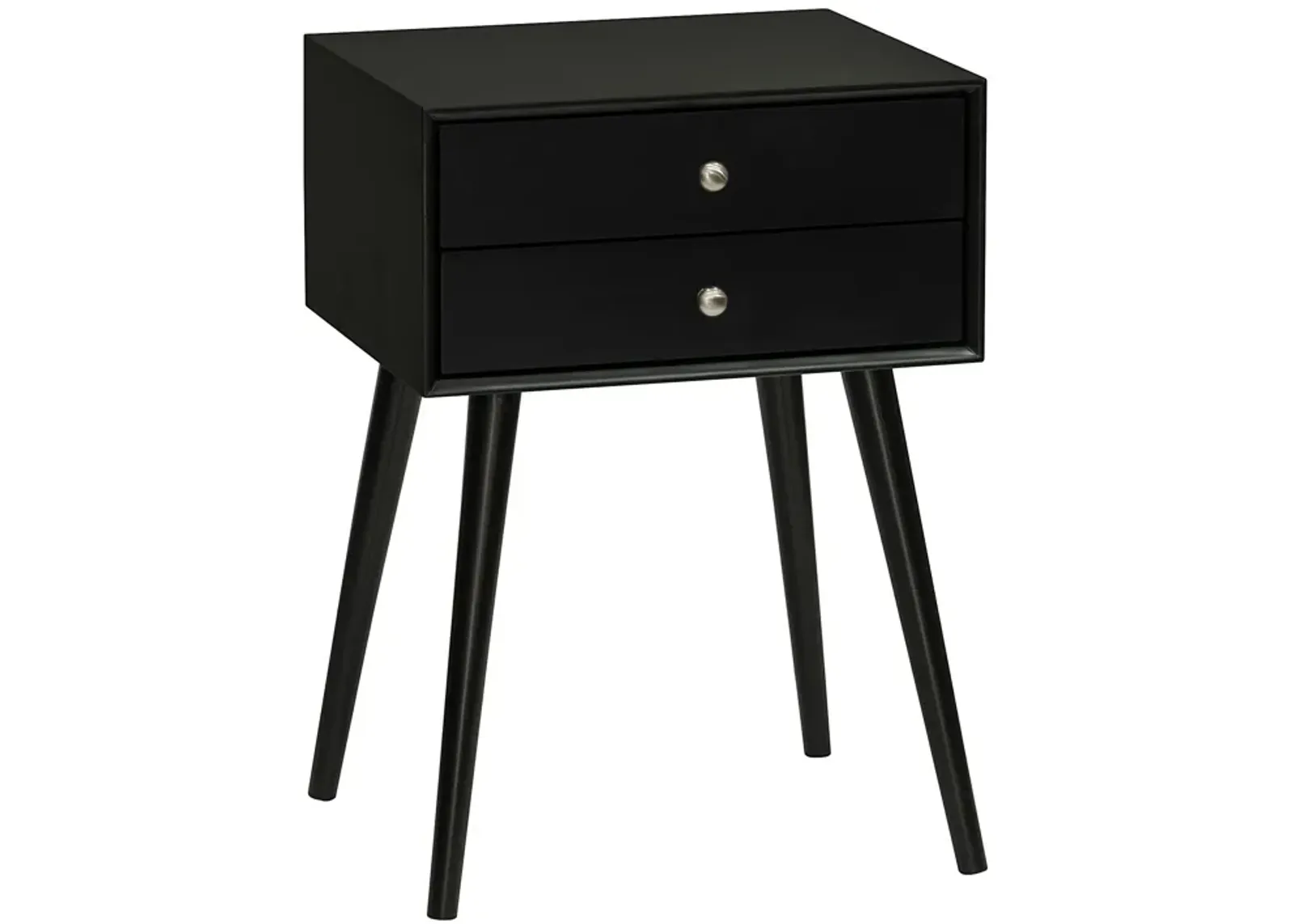 Black Bedroom Accent: Mid Century Side Table with 2 Drawers