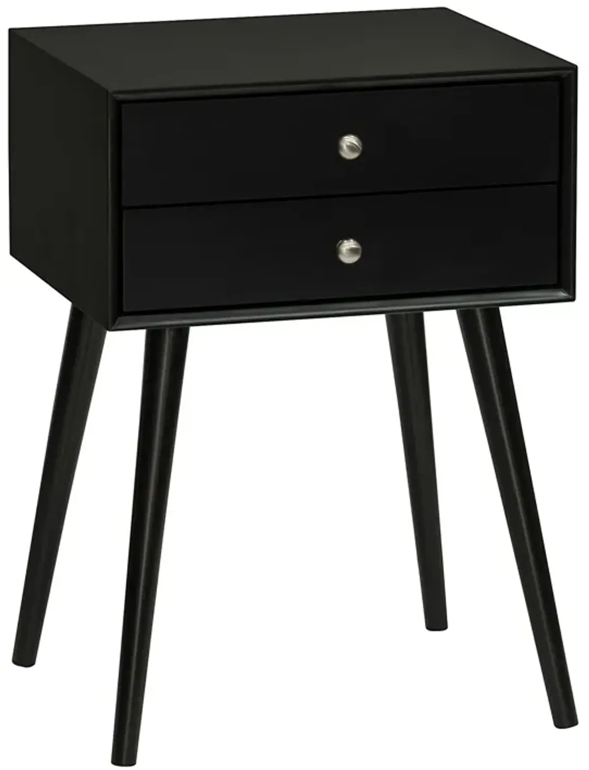 Black Bedroom Accent: Mid Century Side Table with 2 Drawers