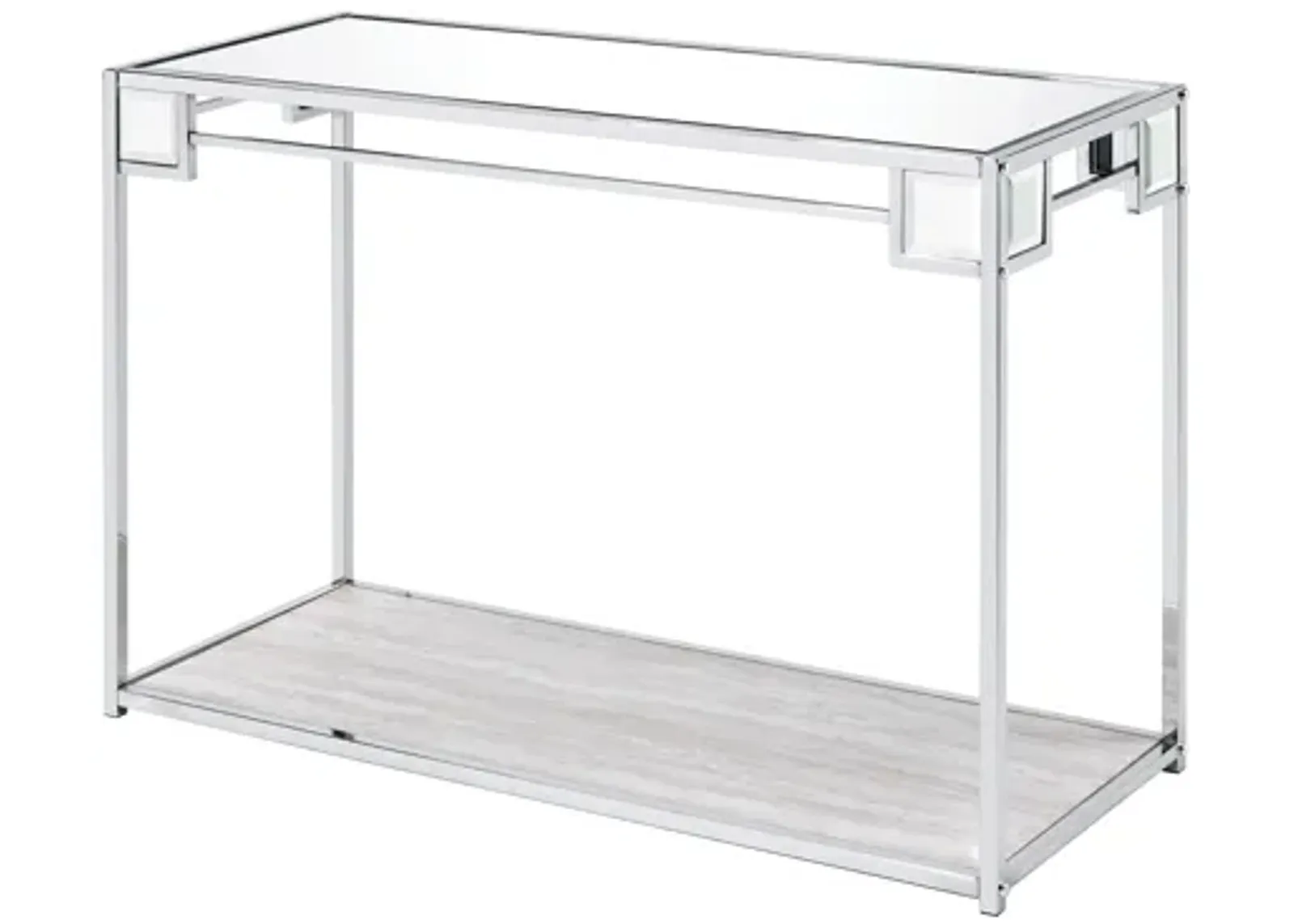 ACME Asbury Console Table, Mirrored, Chrome