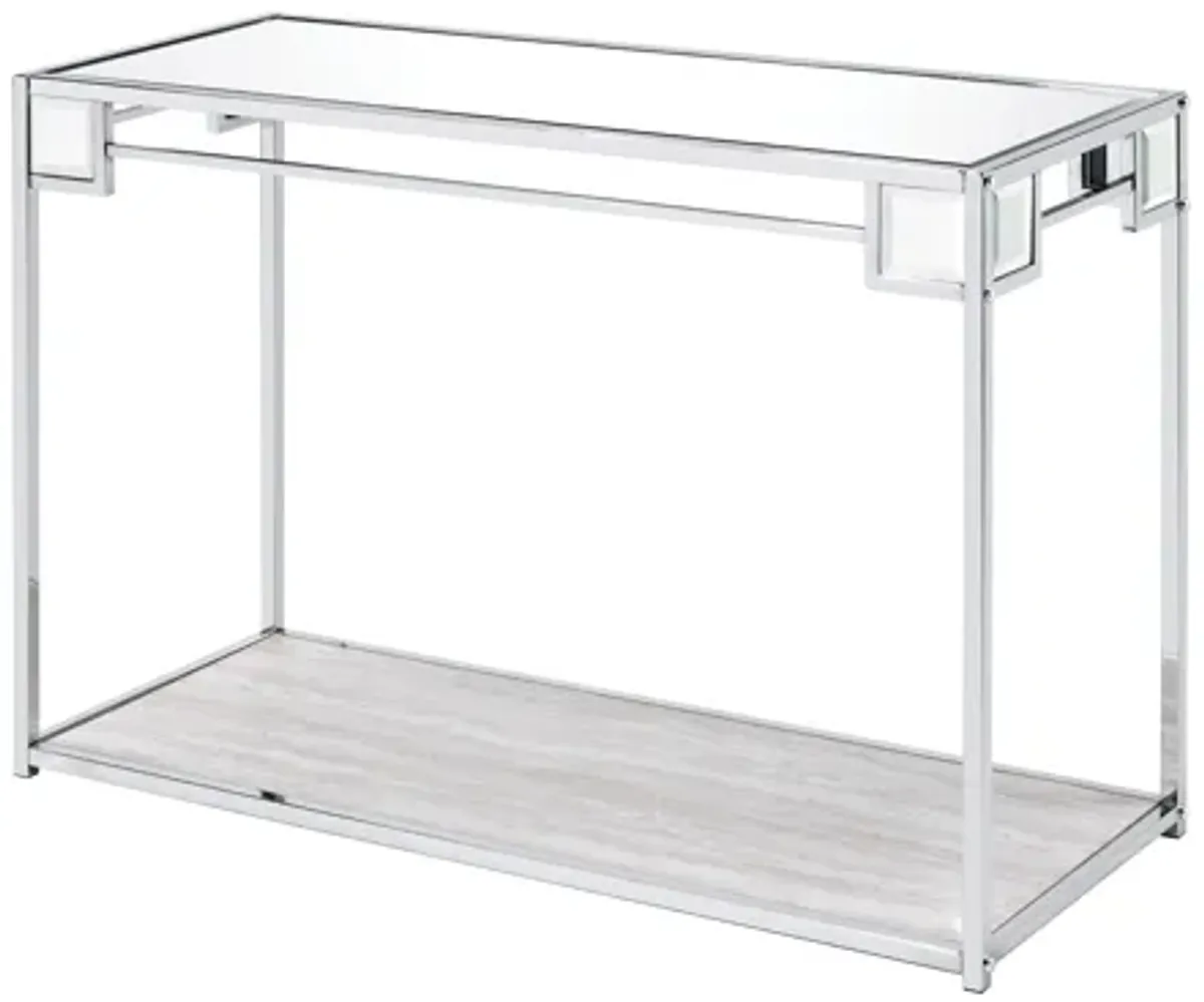 ACME Asbury Console Table, Mirrored, Chrome