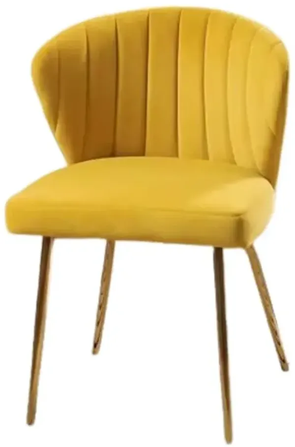 Hivvago Velvet Upholstered Wingback Accent Side Chair w/ Gold Metal Legs