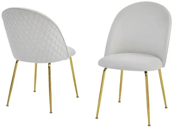 Best Quality Furniture Cream Velvet Fabric Side Chairs, Set Of 2