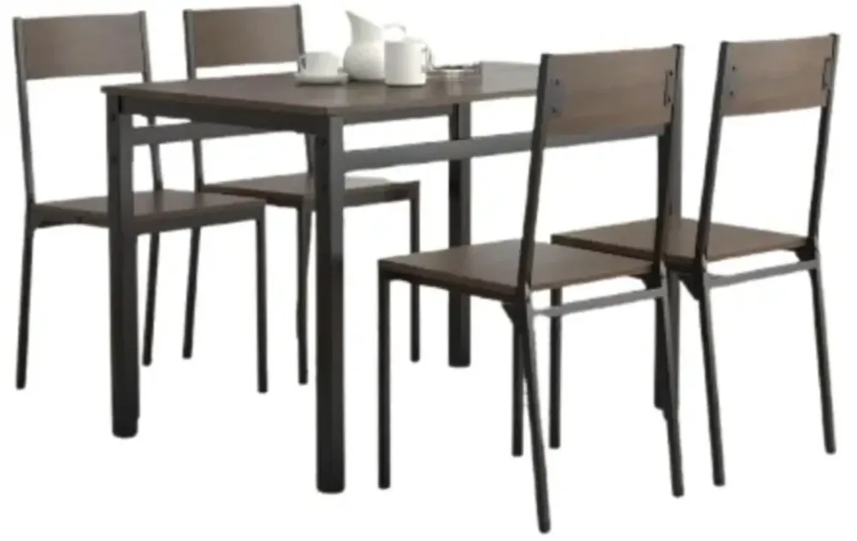 Lana 5-piece Rectangular Dining Table Set Dark Brown and Matte Black